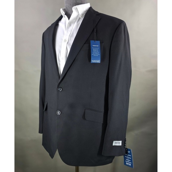 Kenneth Cole Reaction 2 Piece Suit Mens 46L Pants 40W Black Business Casual NWT - Picture 5 of 15